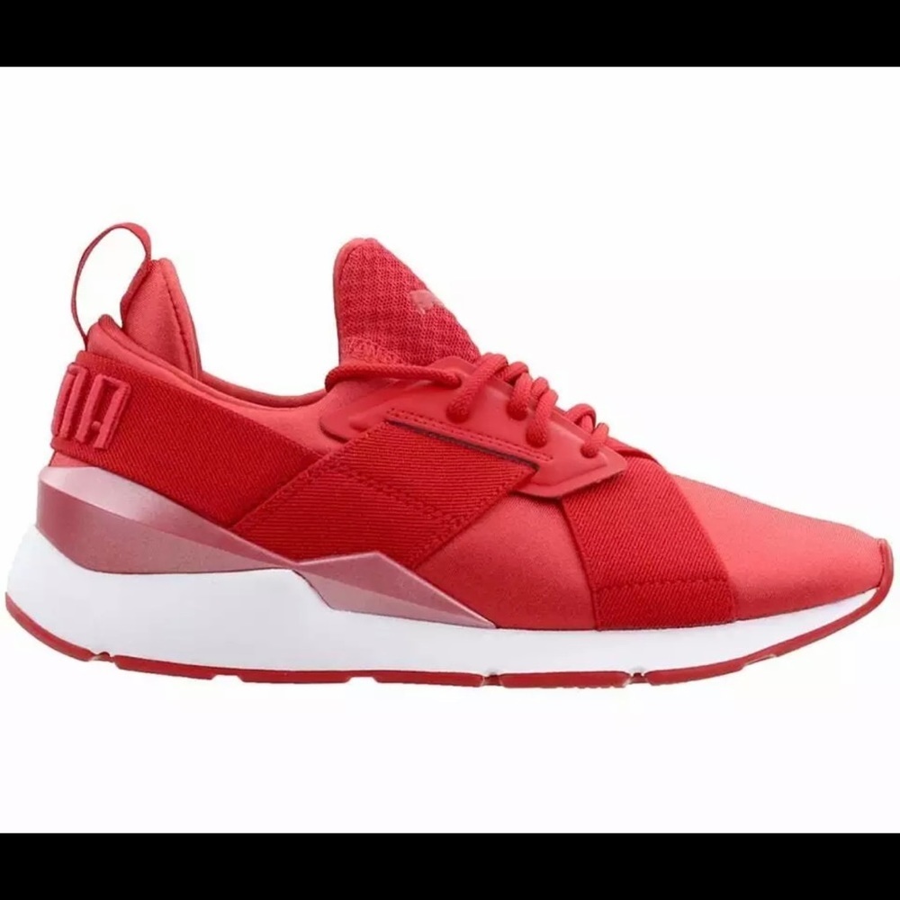 Puma Muse Satin Ep Pearl Lace Up  Womens  Sneakers Shoes Casual   - Red